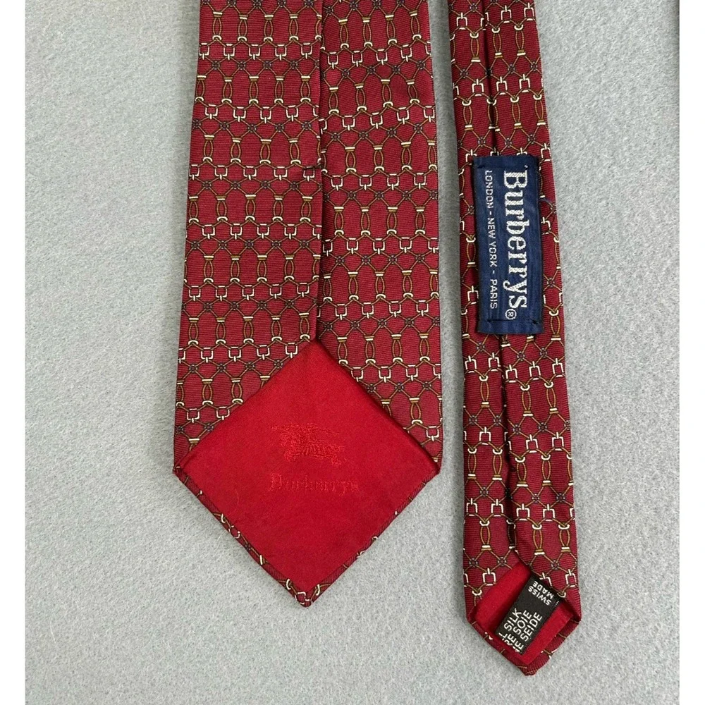 Vintage Burberrys 100% Silk Tie Bundle 2 Designer Neckties England Geometric - Picture 6 of 13